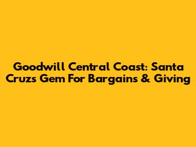 Goodwill Central Coast: Santa Cruz's Gem For Bargains & Giving