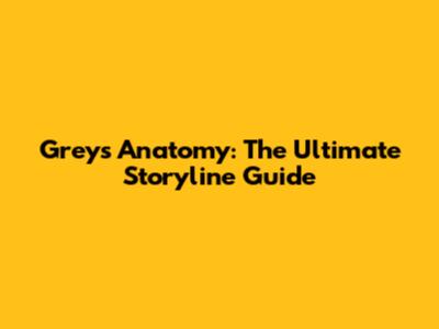 Grey's Anatomy: The Ultimate Storyline Guide