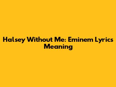 Halsey Without Me: Eminem Lyrics Meaning