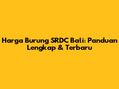 Harga Burung SRDC Bali: Panduan Lengkap & Terbaru