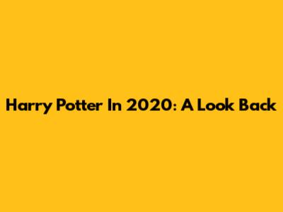 Harry Potter In 2020: A Look Back