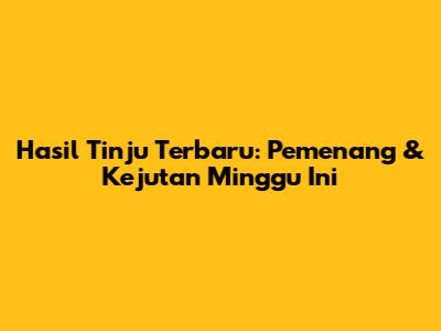 Hasil Tinju Terbaru: Pemenang & Kejutan Minggu Ini