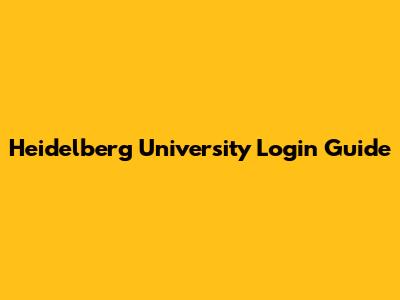 Heidelberg University Login Guide