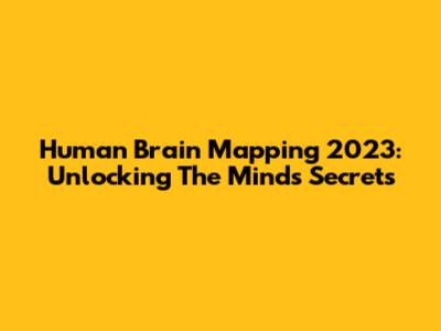 Human Brain Mapping 2023: Unlocking The Mind's Secrets
