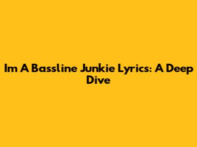 I'm A Bassline Junkie Lyrics: A Deep Dive
