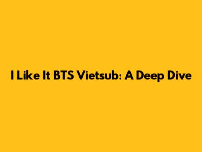 I Like It BTS Vietsub: A Deep Dive