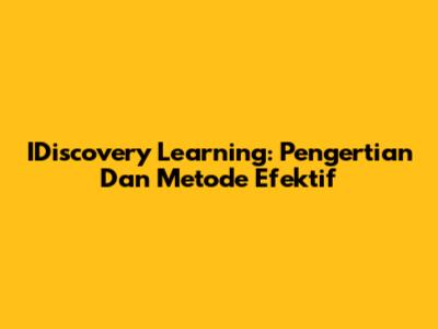IDiscovery Learning: Pengertian Dan Metode Efektif