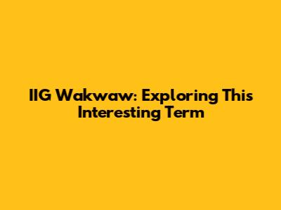 IIG Wakwaw: Exploring This Interesting Term
