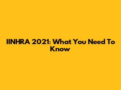IINHRA 2021: What You Need To Know