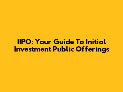 IIPO: Your Guide To Initial Investment Public Offerings
