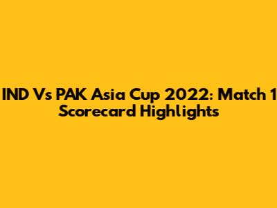 IND Vs PAK Asia Cup 2022: Match 1 Scorecard Highlights
