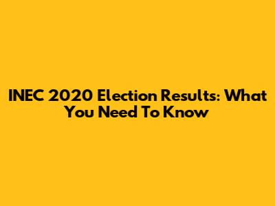 INEC 2020 Election Results: What You Need To Know