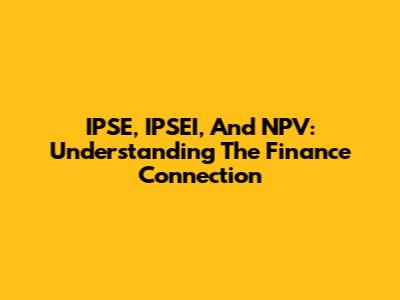 IPSE, IPSEI, And NPV: Understanding The Finance Connection