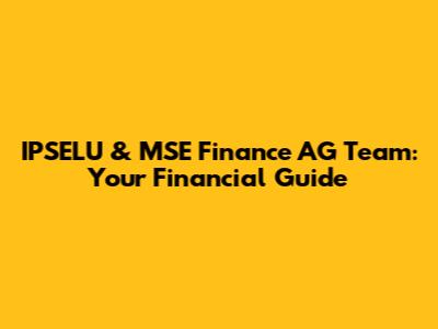 IPSELU & MSE Finance AG Team: Your Financial Guide