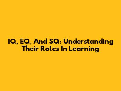 IQ, EQ, And SQ: Understanding Their Roles In Learning