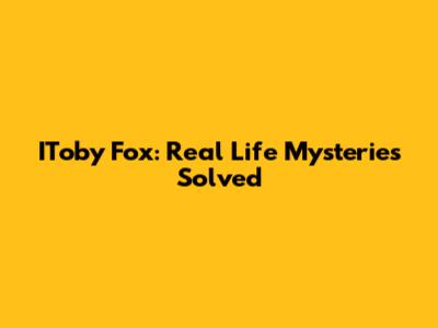 IToby Fox: Real Life Mysteries Solved