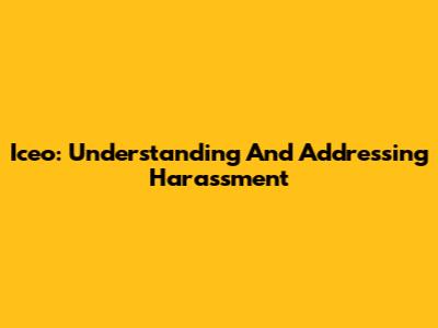 Iceo: Understanding And Addressing Harassment