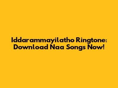 Iddarammayilatho Ringtone: Download Naa Songs Now!