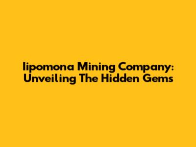 Iipomona Mining Company: Unveiling The Hidden Gems