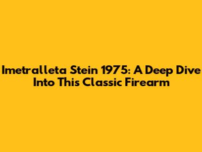 Imetralleta Stein 1975: A Deep Dive Into This Classic Firearm