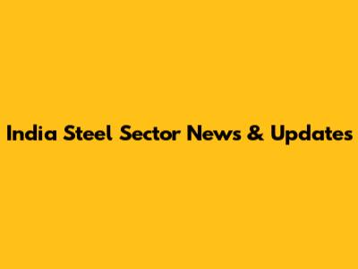India Steel Sector News & Updates