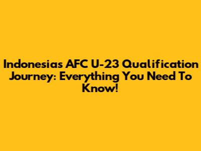 Indonesia's AFC U-23 Qualification Journey: Everything You Need To Know!