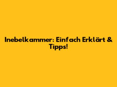 Inebelkammer: Einfach Erklärt & Tipps!