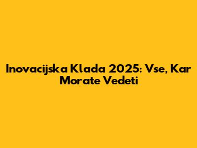 Inovacijska Klada 2025: Vse, Kar Morate Vedeti