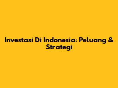 Investasi Di Indonesia: Peluang & Strategi