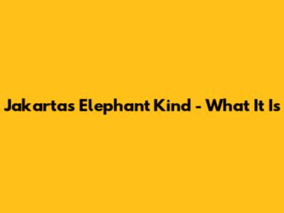 Jakarta's "Elephant Kind" - What It Is