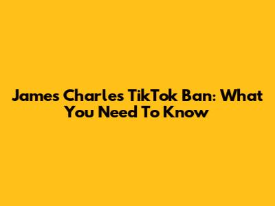 James Charles TikTok Ban: What You Need To Know