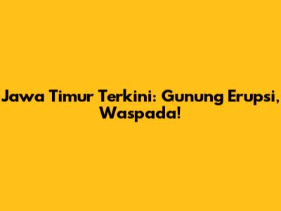 Jawa Timur Terkini: Gunung Erupsi, Waspada!