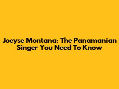 Joeyse Montana: The Panamanian Singer You Need To Know