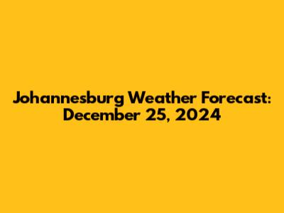 Johannesburg Weather Forecast: December 25, 2024