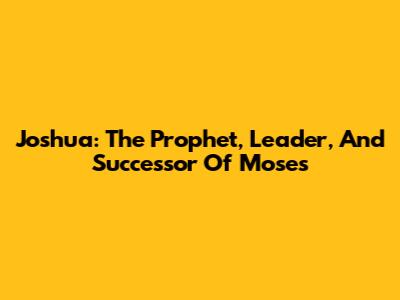 Joshua: The Prophet, Leader, And Successor Of Moses