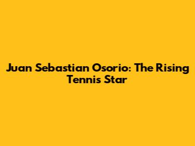 Juan Sebastian Osorio: The Rising Tennis Star