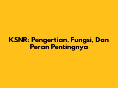 KSNR: Pengertian, Fungsi, Dan Peran Pentingnya
