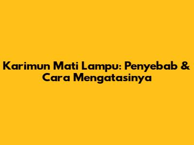 Karimun Mati Lampu: Penyebab & Cara Mengatasinya