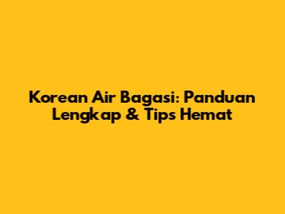 Korean Air Bagasi: Panduan Lengkap & Tips Hemat