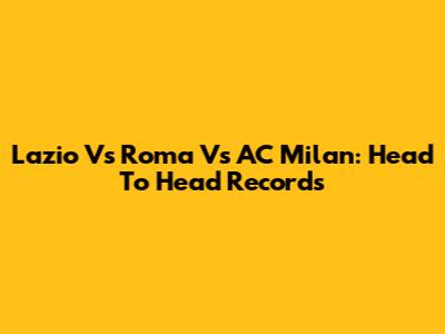 Lazio Vs Roma Vs AC Milan: Head To Head Records
