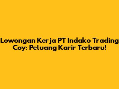 Lowongan Kerja PT Indako Trading Coy: Peluang Karir Terbaru!