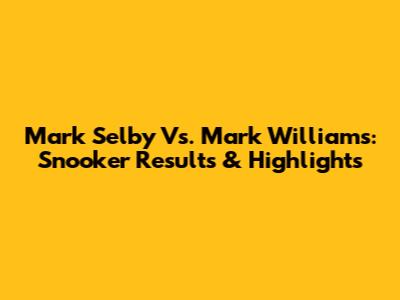 Mark Selby Vs. Mark Williams: Snooker Results & Highlights