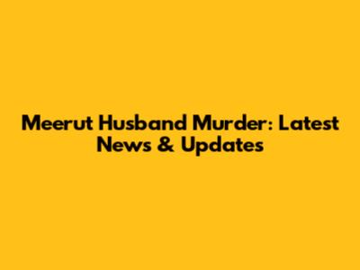 Meerut Husband Murder: Latest News & Updates