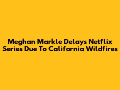 Meghan Markle Delays Netflix Series Due To California Wildfires