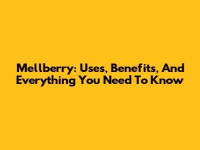 Mellberry: Uses, Benefits, And Everything You Need To Know