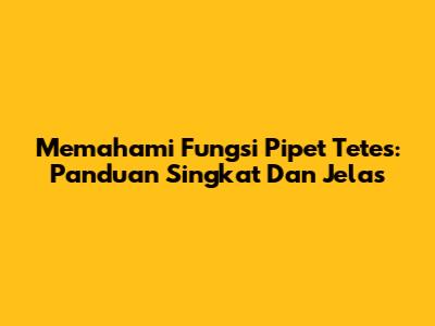 Memahami Fungsi Pipet Tetes: Panduan Singkat Dan Jelas