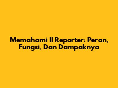 Memahami II Reporter: Peran, Fungsi, Dan Dampaknya