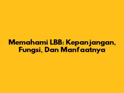 Memahami LBB: Kepanjangan, Fungsi, Dan Manfaatnya