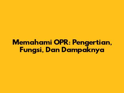 Memahami OPR: Pengertian, Fungsi, Dan Dampaknya
