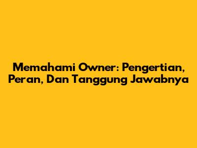 Memahami Owner: Pengertian, Peran, Dan Tanggung Jawabnya